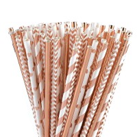 BPA FREE environmental friendly materials Biodegradable Rose Gold Paper Straws